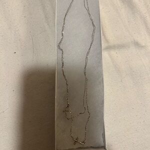 Double Horizontal Cross Necklace with rhinestones